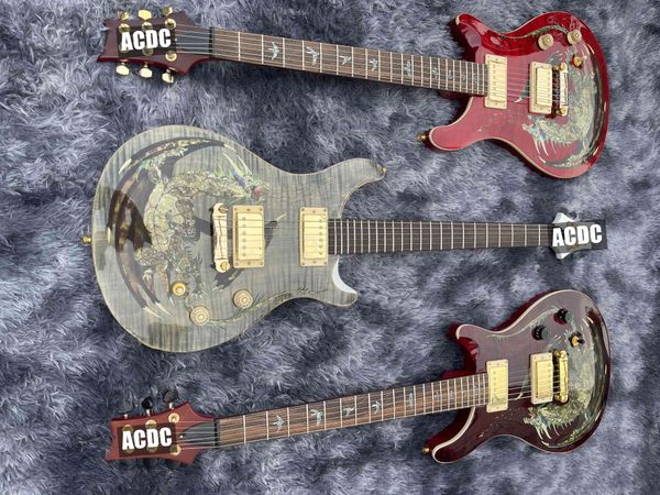 paul smith dragon red green blue yellow grey flame maple electric guitar abalone birds inlay, wrap arround tailpiece / tremolo brdige, gold
paul smith dragon red green blue yellow grey flame maple electric guitar abalone birds inlay, wrap arround tailpiece / tremolo brdige, gold