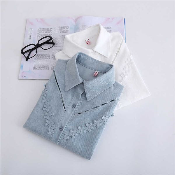 autumn loose shirt solid color long sleeve shirt ladies retro corduroy blouse lace 210601, White
autumn loose shirt solid color long sleeve shirt ladies retro corduroy blouse lace 210601, White