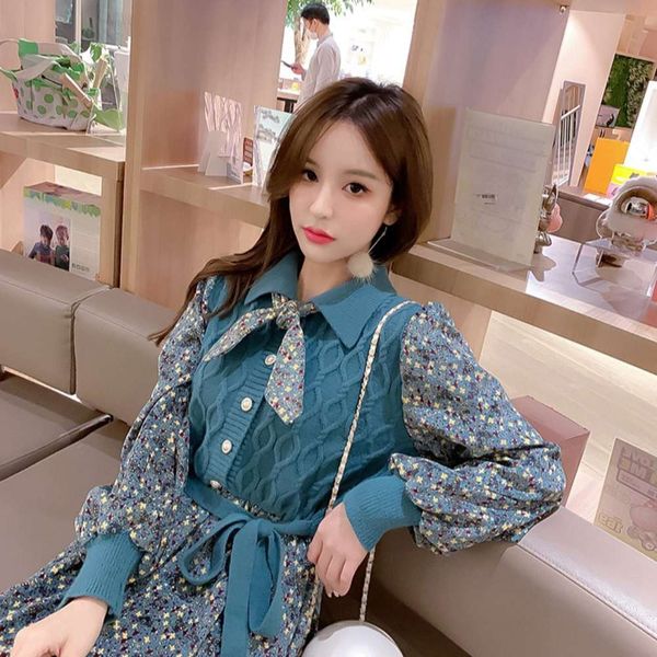 mid length floral sweet and gentle corduroy stitching knitted dress 2021 spring new mid length skirt for women, Black;gray
mid length floral sweet and gentle corduroy stitching knitted dress 2021 spring new mid length skirt for women, Black;gray