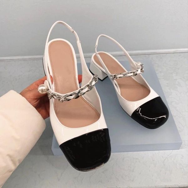 mary jane thick heel single shoes chain pearl black white color matching women's spring baotou ankle strap sandals dress
mary jane thick heel single shoes chain pearl black white color matching women's spring baotou ankle strap sandals dress