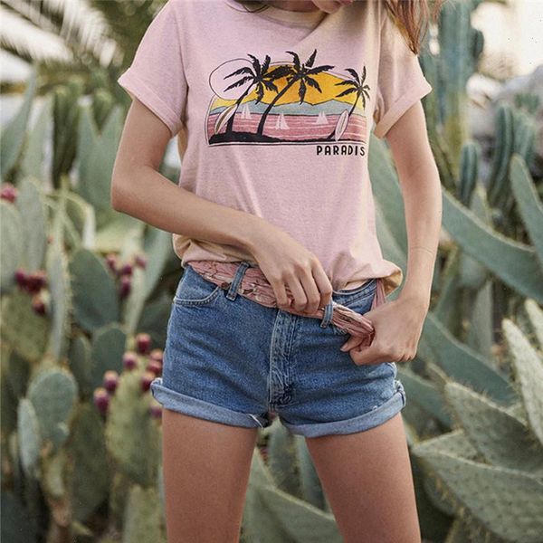 pink womens t shirt women summer tee fashion beach print casual short sleeve soft cotton, White
pink womens t shirt women summer tee fashion beach print casual short sleeve soft cotton, White