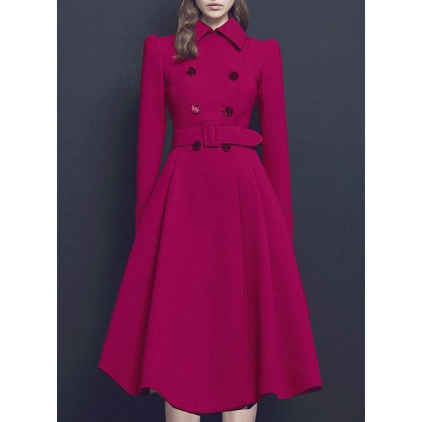 women's wool & blends rose red doll neck westerly age reducing woolen coat double breasted waist closing 2021 winter, Black
women's wool & blends rose red doll neck westerly age reducing woolen coat double breasted waist closing 2021 winter, Black