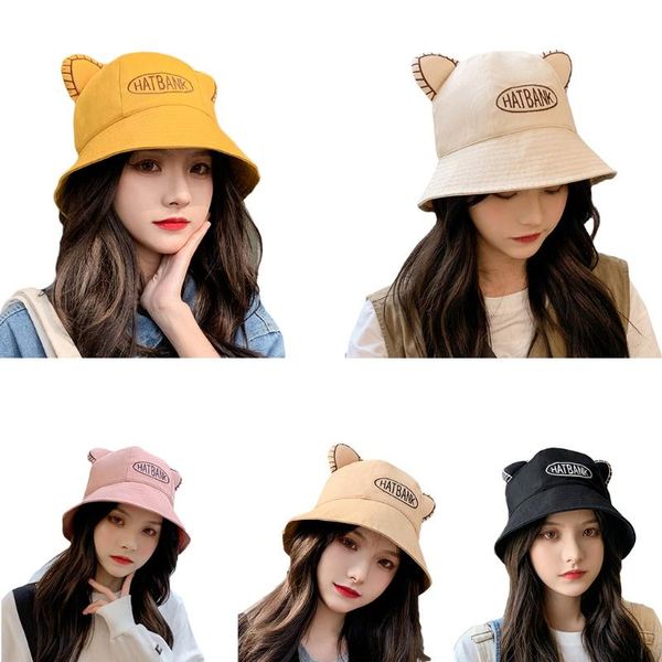 wide brim hats f42f cartoon cute ears fisherman hat sweet letter basin student, Blue;gray
wide brim hats f42f cartoon cute ears fisherman hat sweet letter basin student, Blue;gray