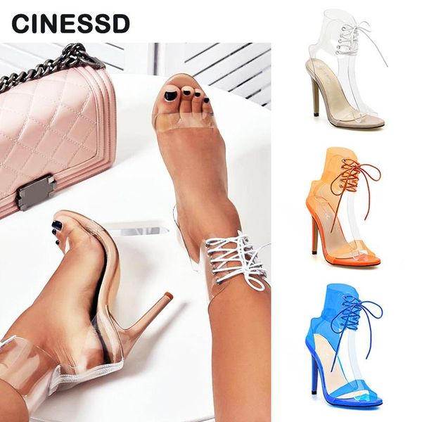 dress shoes pvc transparent sandals ankle lace-up stiletto heel open toe hollow lady party large size 35-40, Black
dress shoes pvc transparent sandals ankle lace-up stiletto heel open toe hollow lady party large size 35-40, Black