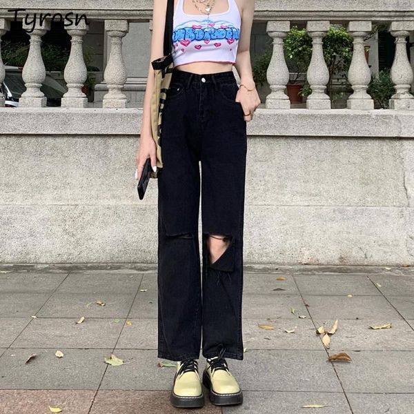women's jeans women design ripped black hole jean high waist summer harajuku vintage streetwear straight denim trousers teens chic ins, Blue
women's jeans women design ripped black hole jean high waist summer harajuku vintage streetwear straight denim trousers teens chic ins, Blue