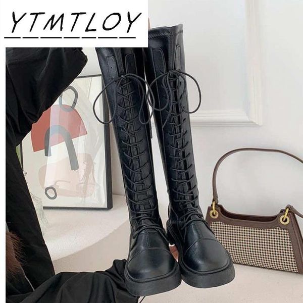 autumn cross-lace knee high boots women fashion thick-soled high-heeled leather shoes winter motorcycle, Black
autumn cross-lace knee high boots women fashion thick-soled high-heeled leather shoes winter motorcycle, Black