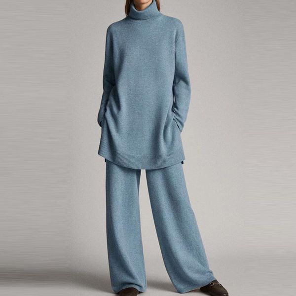 women's two piece pants women casual turtle neck kinnted suit autumn long sleeve loose pullover elastic waist homewear knitted winter s, White
women's two piece pants women casual turtle neck kinnted suit autumn long sleeve loose pullover elastic waist homewear knitted winter s, White