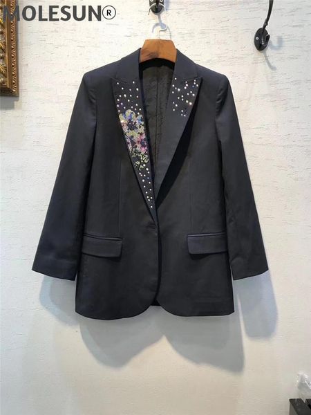 women's suits & blazers 2021ss woman black blazer with strass rhinestone lapel collar elegant suit single button long sleeves, White;black
women's suits & blazers 2021ss woman black blazer with strass rhinestone lapel collar elegant suit single button long sleeves, White;black