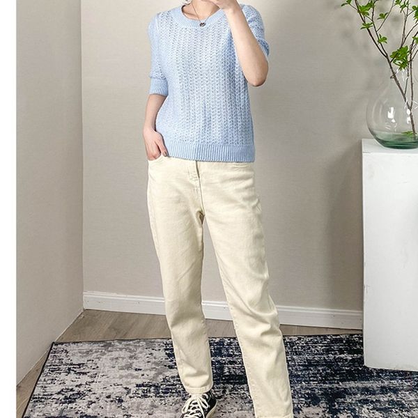 sweater 2021 spring and autumn round neck short-sleeved ribbed knitted simple casual inner pullover women yjtx, White;black
sweater 2021 spring and autumn round neck short-sleeved ribbed knitted simple casual inner pullover women yjtx, White;black