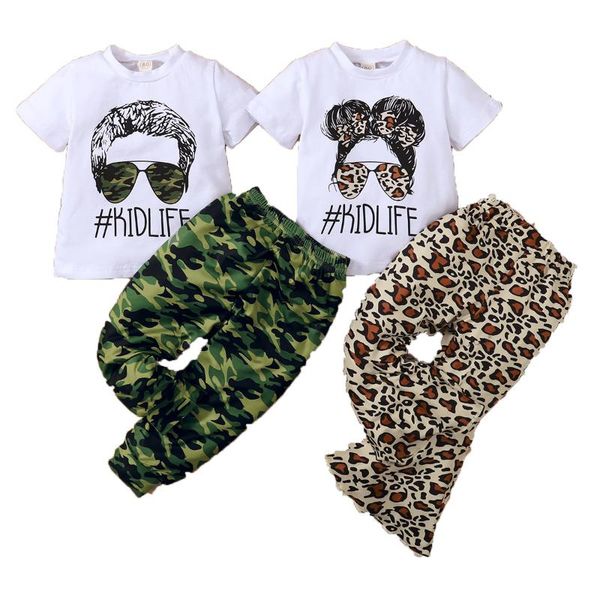 clothing sets citgeesummer kids baby girls clothes set letter print short sleeve o-neck t-shirt + leopard flared trousers, White
clothing sets citgeesummer kids baby girls clothes set letter print short sleeve o-neck t-shirt + leopard flared trousers, White
