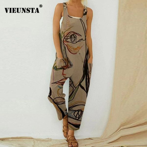 retro abstract pattern printed cotton jumpsuit women sleeveless strappy bodysuit romper 2021 spring summer pocket loose playsuit, Black;white
retro abstract pattern printed cotton jumpsuit women sleeveless strappy bodysuit romper 2021 spring summer pocket loose playsuit, Black;white