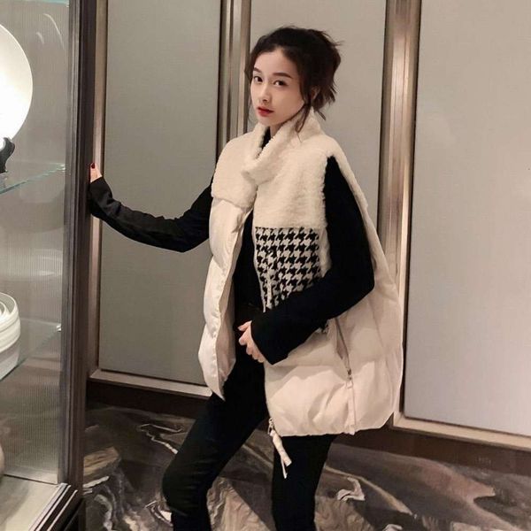 lamb wool stitched down cotton vest women's autumn winter loose bread jacket, White
lamb wool stitched down cotton vest women's autumn winter loose bread jacket, White