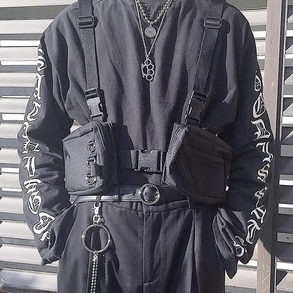 punk chest bag hip hop tactical streetwear waist pack outdoor functional vest bags two pockets harness rig
punk chest bag hip hop tactical streetwear waist pack outdoor functional vest bags two pockets harness rig