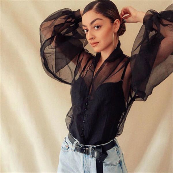 women's blouses & shirts 2021 brand women transparent puff sleeve blouse mesh sheer slim fitness ladies white shirt mujer blusa
women's blouses & shirts 2021 brand women transparent puff sleeve blouse mesh sheer slim fitness ladies white shirt mujer blusa