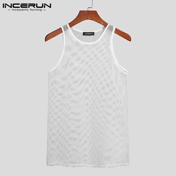 men' tank men mesh streetwear see through o neck sleeveless vests 2021 summer breathable casual clothing -5xl incerun, White;black
men' tank men mesh streetwear see through o neck sleeveless vests 2021 summer breathable casual clothing -5xl incerun, White;black