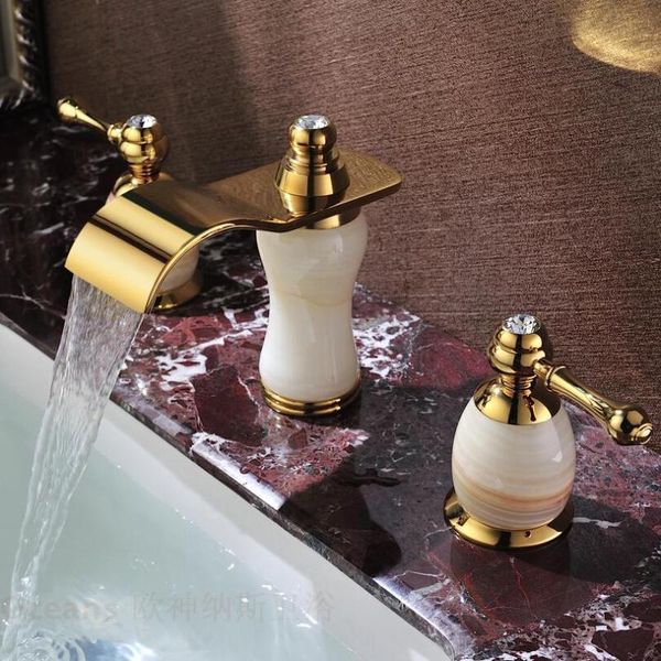 bathroom sink faucets leading european antique marble double the three-hole waterfall basin faucet and cold high-grade natural jade gold
bathroom sink faucets leading european antique marble double the three-hole waterfall basin faucet and cold high-grade natural jade gold