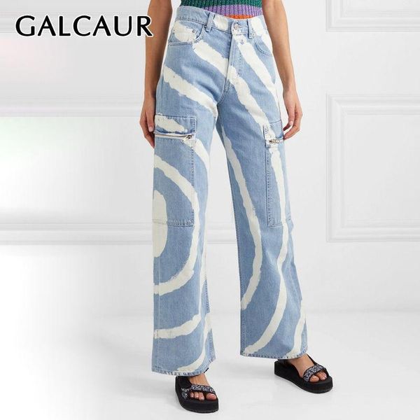 women's jeans galcaur stripe hit color denim pants high waist pocket large size wide leg female 2021 streetwear summer fashion, Blue
women's jeans galcaur stripe hit color denim pants high waist pocket large size wide leg female 2021 streetwear summer fashion, Blue