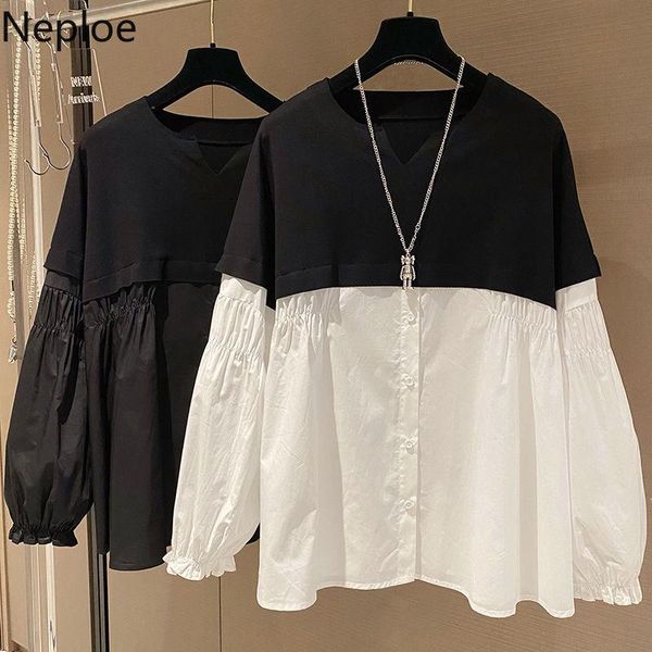 women's blouses & shirts neploe casual patchwork doll women contrast color o neck drawstring blouse 2021 spring fashion puff sleeve loo, White
women's blouses & shirts neploe casual patchwork doll women contrast color o neck drawstring blouse 2021 spring fashion puff sleeve loo, White