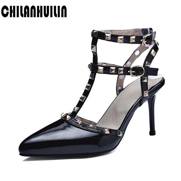 dress shoes designer luxry brand women high heels pumps pointed toe sandals roman rivets microfiber leather wedding party, Black
dress shoes designer luxry brand women high heels pumps pointed toe sandals roman rivets microfiber leather wedding party, Black