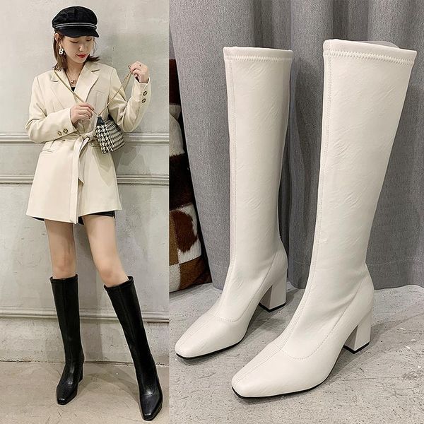 boots 2021 fashion knee high women's winter thick heel stretc long slip on autumn shoes woman black white
boots 2021 fashion knee high women's winter thick heel stretc long slip on autumn shoes woman black white