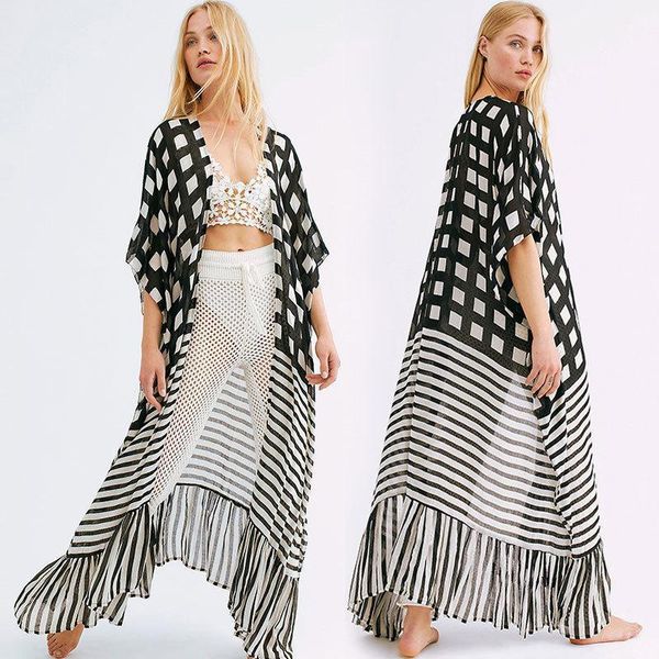 striped plaid polyester loose-fitting long cardigan beach sunscreen jacket bikini hoodie outside woman bathing suit cover ups women's s, White;black
striped plaid polyester loose-fitting long cardigan beach sunscreen jacket bikini hoodie outside woman bathing suit cover ups women's s, White;black