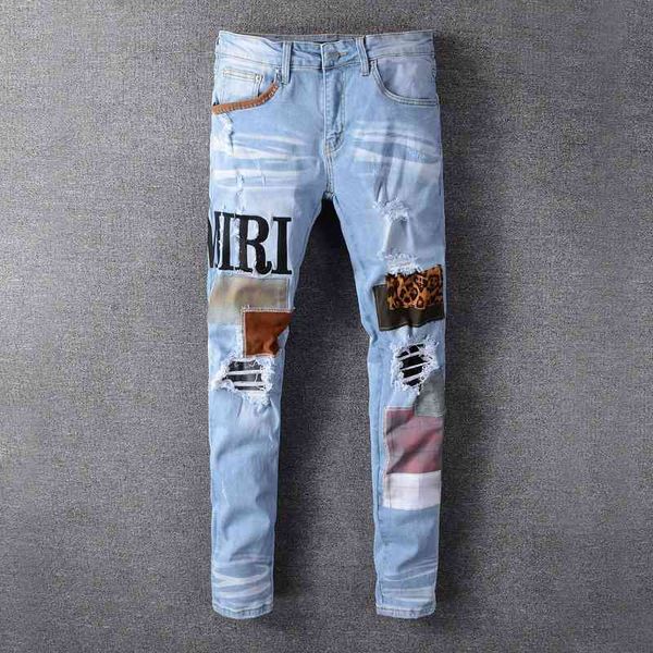 selling 2021 new style men's jeans a miri fashion brand new light color embroidery patch elastic tight legged jeans #614, Blue
selling 2021 new style men's jeans a miri fashion brand new light color embroidery patch elastic tight legged jeans #614, Blue