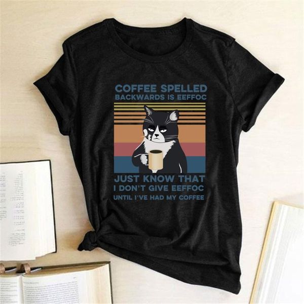 women's t-shirt 100% cotton coffee spelled backwards is eeffoc cat printed t-shirts women 2022 graphic tee funny woman tshirts casual c, White
women's t-shirt 100% cotton coffee spelled backwards is eeffoc cat printed t-shirts women 2022 graphic tee funny woman tshirts casual c, White