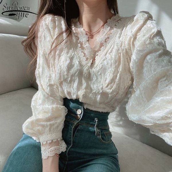 spring long sleeve button up shirt sweet women blouse korean chic lace v-neck clothes blusas 13334 210427, White
spring long sleeve button up shirt sweet women blouse korean chic lace v-neck clothes blusas 13334 210427, White