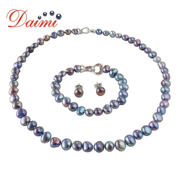 Bracelet, Earrings & Necklace DMSFP100 Baroque Pearl Jewelry Sets Silver 925 Necklace/Bracelet/Earrings For Women, Black
Bracelet, Earrings & Necklace DMSFP100 Baroque Pearl Jewelry Sets Silver 925 Necklace/Bracelet/Earrings For Women, Black