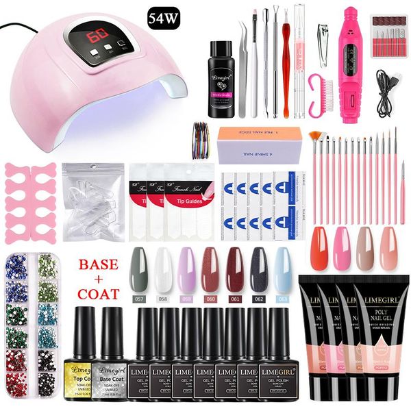 limegirl extension gel set acrylic nail polish kit with 54w lamp uv electric drill tools art kits
limegirl extension gel set acrylic nail polish kit with 54w lamp uv electric drill tools art kits
