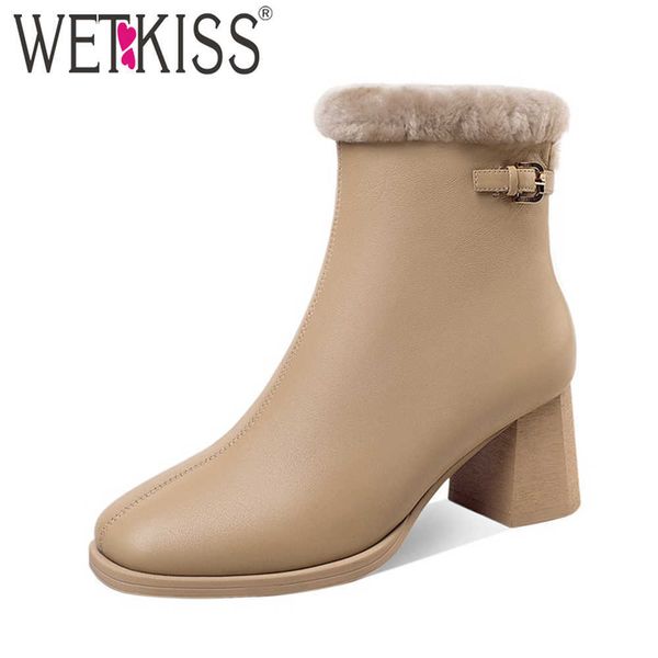 wetkiss snow boots women ankle boots genuine leather metal decoration square toe block heels fluffy shoes ladies chunky booties 210630, Black
wetkiss snow boots women ankle boots genuine leather metal decoration square toe block heels fluffy shoes ladies chunky booties 210630, Black