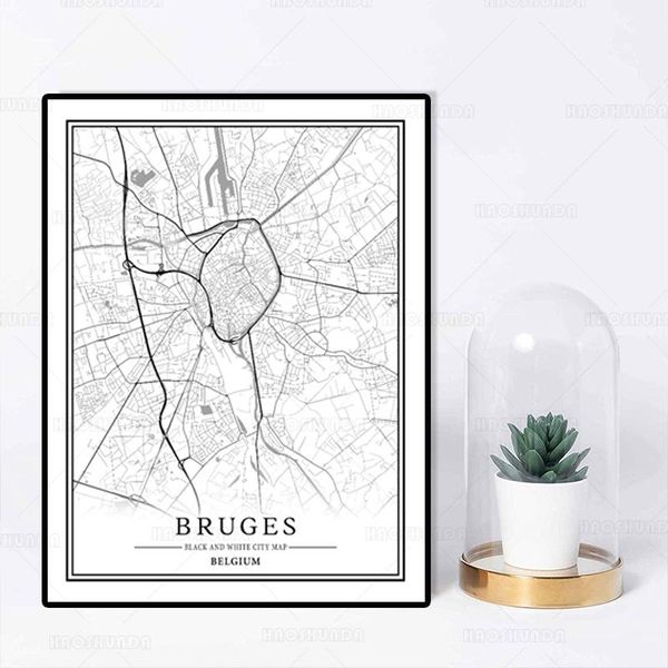 paintings world city map bruges black and white posters canvas wall art prints home interior decor
paintings world city map bruges black and white posters canvas wall art prints home interior decor