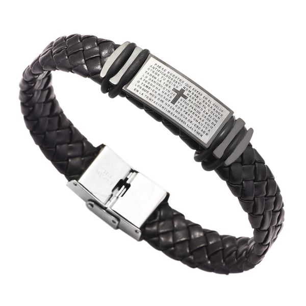 fashion men's ti-tanium steel leather scripture cross bracelet stainless steel hand decoration couple gift, Golden;silver
fashion men's ti-tanium steel leather scripture cross bracelet stainless steel hand decoration couple gift, Golden;silver
