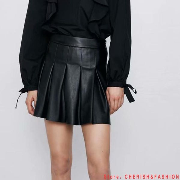 women's shorts women ruffles pu leather skirt black arrival pockets female high waist ladies casual mini 2021, White;black
women's shorts women ruffles pu leather skirt black arrival pockets female high waist ladies casual mini 2021, White;black
