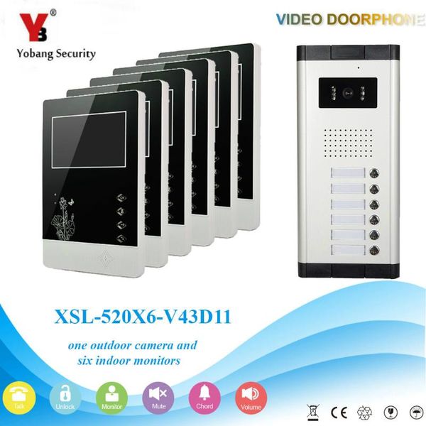 yobang security 4.3" video door intercom for 6 layer rooms apartment surveillance building doorbell phone system phones
yobang security 4.3" video door intercom for 6 layer rooms apartment surveillance building doorbell phone system phones