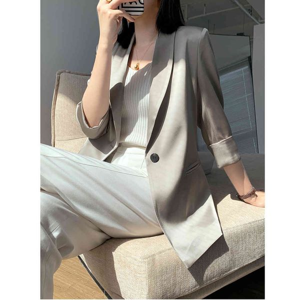 women's suits & blazers acetate satin thin jacket, three quarter sleeve suit, sier gray, summer , clothing, 2021, White;black
women's suits & blazers acetate satin thin jacket, three quarter sleeve suit, sier gray, summer , clothing, 2021, White;black