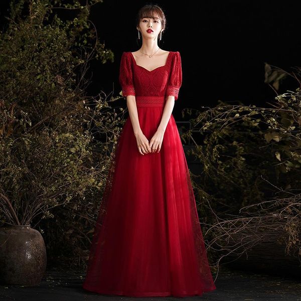 ethnic clothing romantic bride wedding dress burgundy a-line evening party temperament formal elegant prom gown, Red
ethnic clothing romantic bride wedding dress burgundy a-line evening party temperament formal elegant prom gown, Red