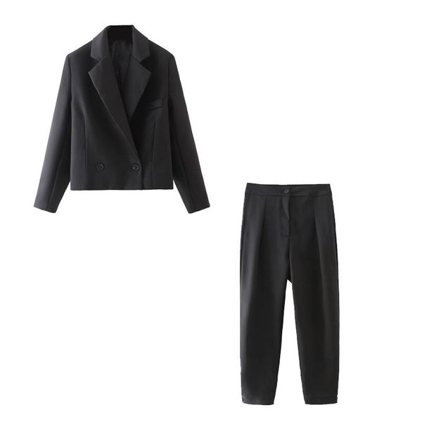 women's suits & blazers women vintage crop double breasted blazer coat black fashion notched collar long sleeve short female outerwear, White;black
women's suits & blazers women vintage crop double breasted blazer coat black fashion notched collar long sleeve short female outerwear, White;black