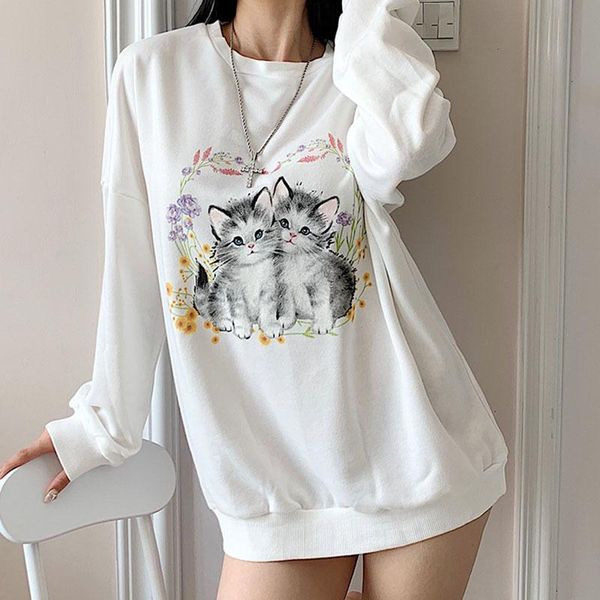 women fashion long sleeve cute cat print round neck pullover loose wear casual sweatshirts femme camiseta women's hoodies &, Black
women fashion long sleeve cute cat print round neck pullover loose wear casual sweatshirts femme camiseta women's hoodies &, Black