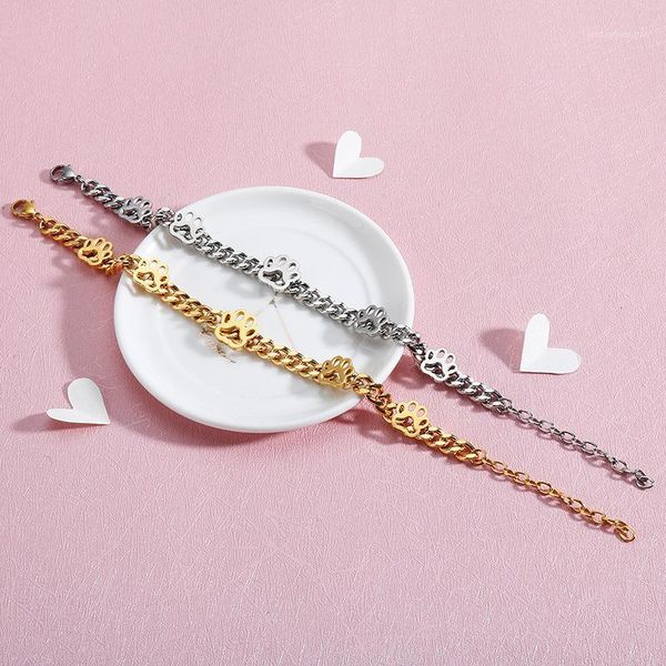 women titanium stainless steel bracelet for female gold color chain charm pet hand jewelry gift 2020 new1, Golden;silver
women titanium stainless steel bracelet for female gold color chain charm pet hand jewelry gift 2020 new1, Golden;silver