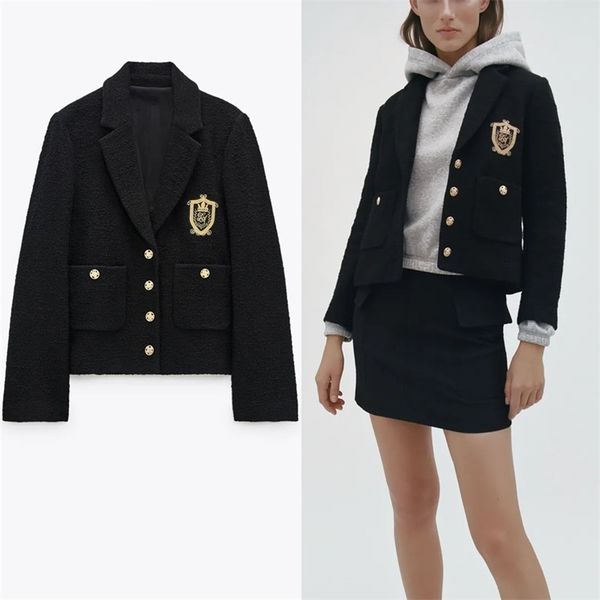 black textured cropped blazer women vintage embroidered coat blazers woman long sleeve patch pockets tweed outwear 210524, White;black
black textured cropped blazer women vintage embroidered coat blazers woman long sleeve patch pockets tweed outwear 210524, White;black