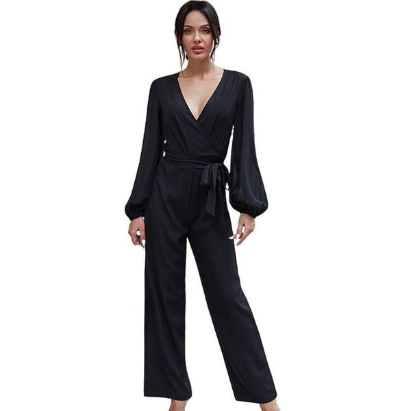 women's jumpsuits & rompers women long sleeve wrap v-neck jumpsuit wide leg pants tie waist, Black;white
women's jumpsuits & rompers women long sleeve wrap v-neck jumpsuit wide leg pants tie waist, Black;white