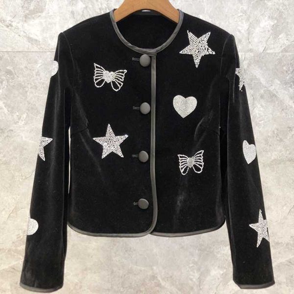women's jackets retro velvet female diamond butterfly love star jacket cardigan black casual short coat, Black;brown
women's jackets retro velvet female diamond butterfly love star jacket cardigan black casual short coat, Black;brown