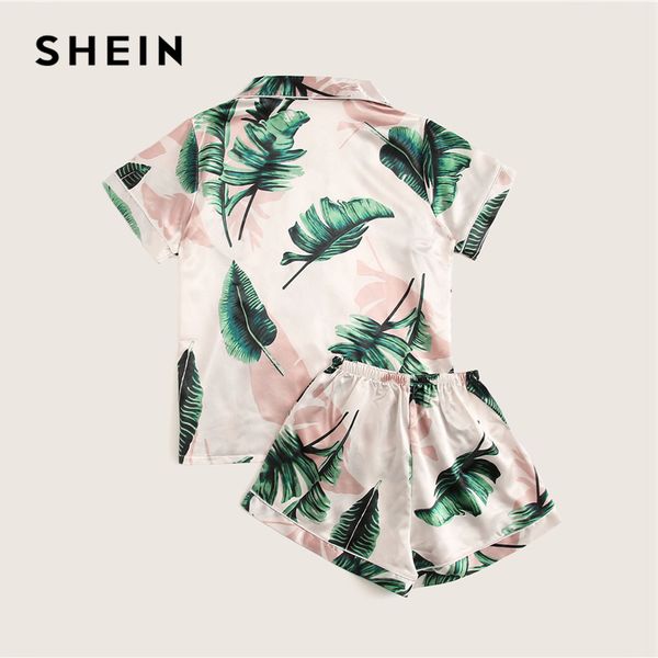 shein tropical print satin pajama set casual sleep wear shorts sets short sleeve pocket women summer pajama set, Black;red
shein tropical print satin pajama set casual sleep wear shorts sets short sleeve pocket women summer pajama set, Black;red