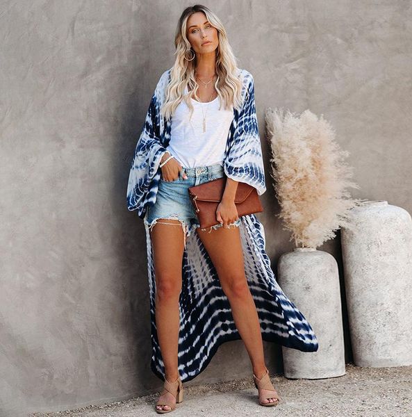 women's swimwear happie queens women striped print v-neck batwing sleeves sashes bohemian kimono ladies boho maxi bikini cover-ups, White;black
women's swimwear happie queens women striped print v-neck batwing sleeves sashes bohemian kimono ladies boho maxi bikini cover-ups, White;black