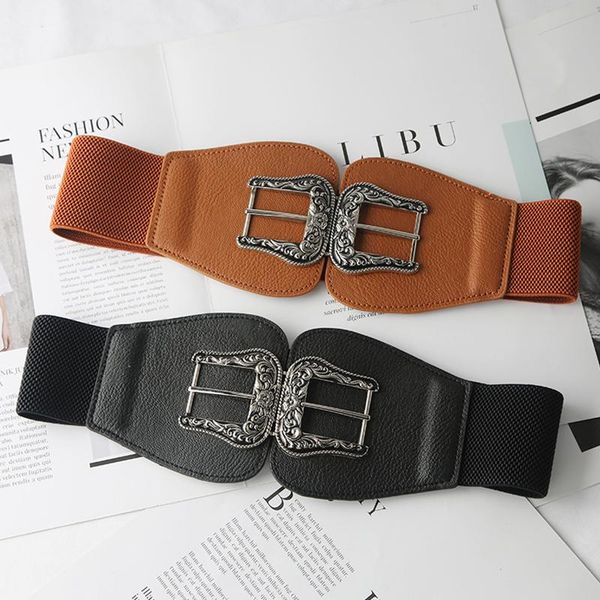 belts fashion leather big buckle waist corset belt wide elastic cummerbunds women girdle elegant slim solid decorative waistband, Black;brown
belts fashion leather big buckle waist corset belt wide elastic cummerbunds women girdle elegant slim solid decorative waistband, Black;brown