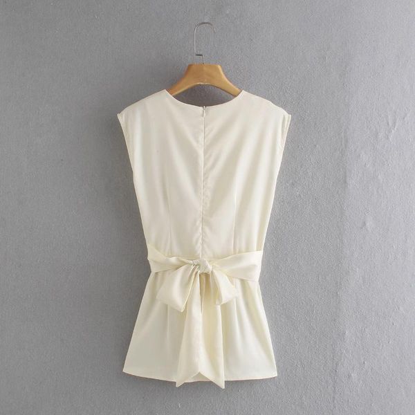 women's blouses & shirts women tpos fashion o neck sleeveless solid vest shirt female cross bow tied sashes blouse roupas chic back zip, White
women's blouses & shirts women tpos fashion o neck sleeveless solid vest shirt female cross bow tied sashes blouse roupas chic back zip, White