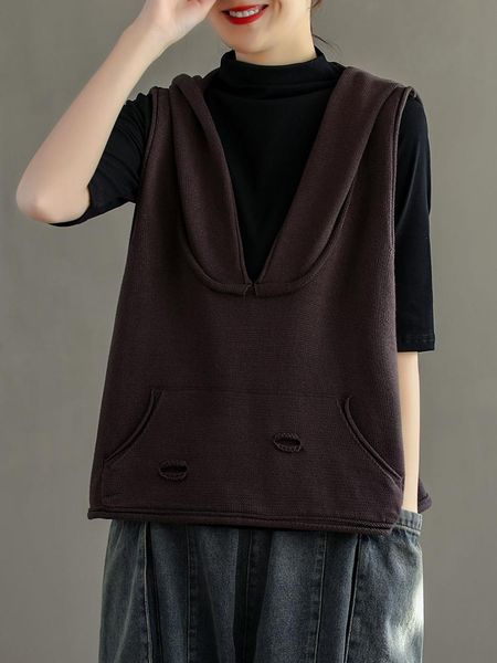 women's vests 2021retro literary personality v-neck hooded cotton knitted vest loose fashion hole, Black;white
women's vests 2021retro literary personality v-neck hooded cotton knitted vest loose fashion hole, Black;white
