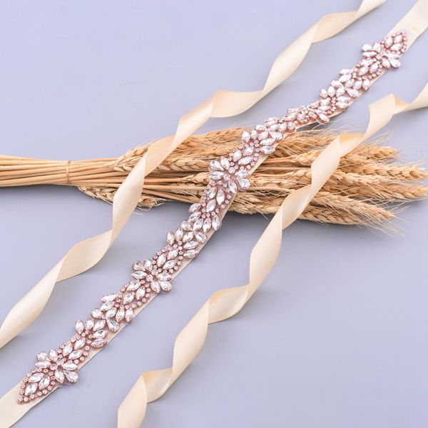 wedding sashes s429-rg belt rhinestone applique women's luxury female bridal for dresses evening bride's accessories sash, White