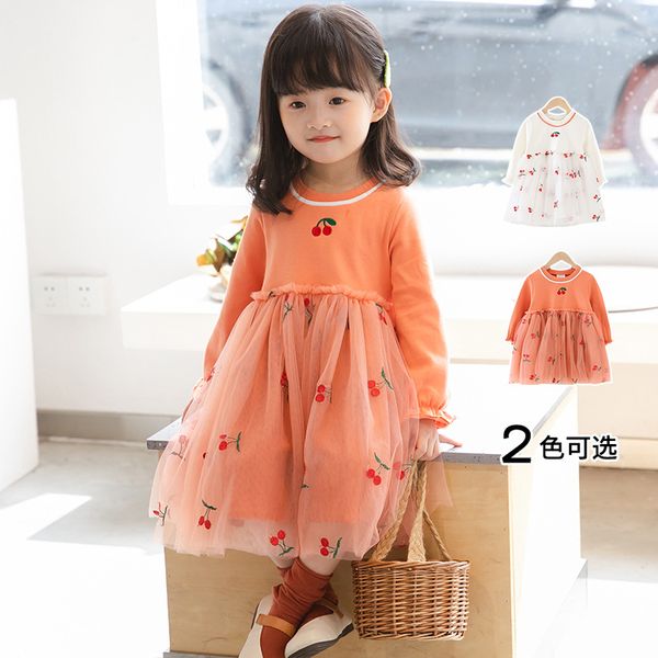 2021 childrens autumn dress printed little cherry childrens net-a-wear dress girl dress princess, Red;yellow 
2021 childrens autumn dress printed little cherry childrens net-a-wear dress girl dress princess, Red;yellow